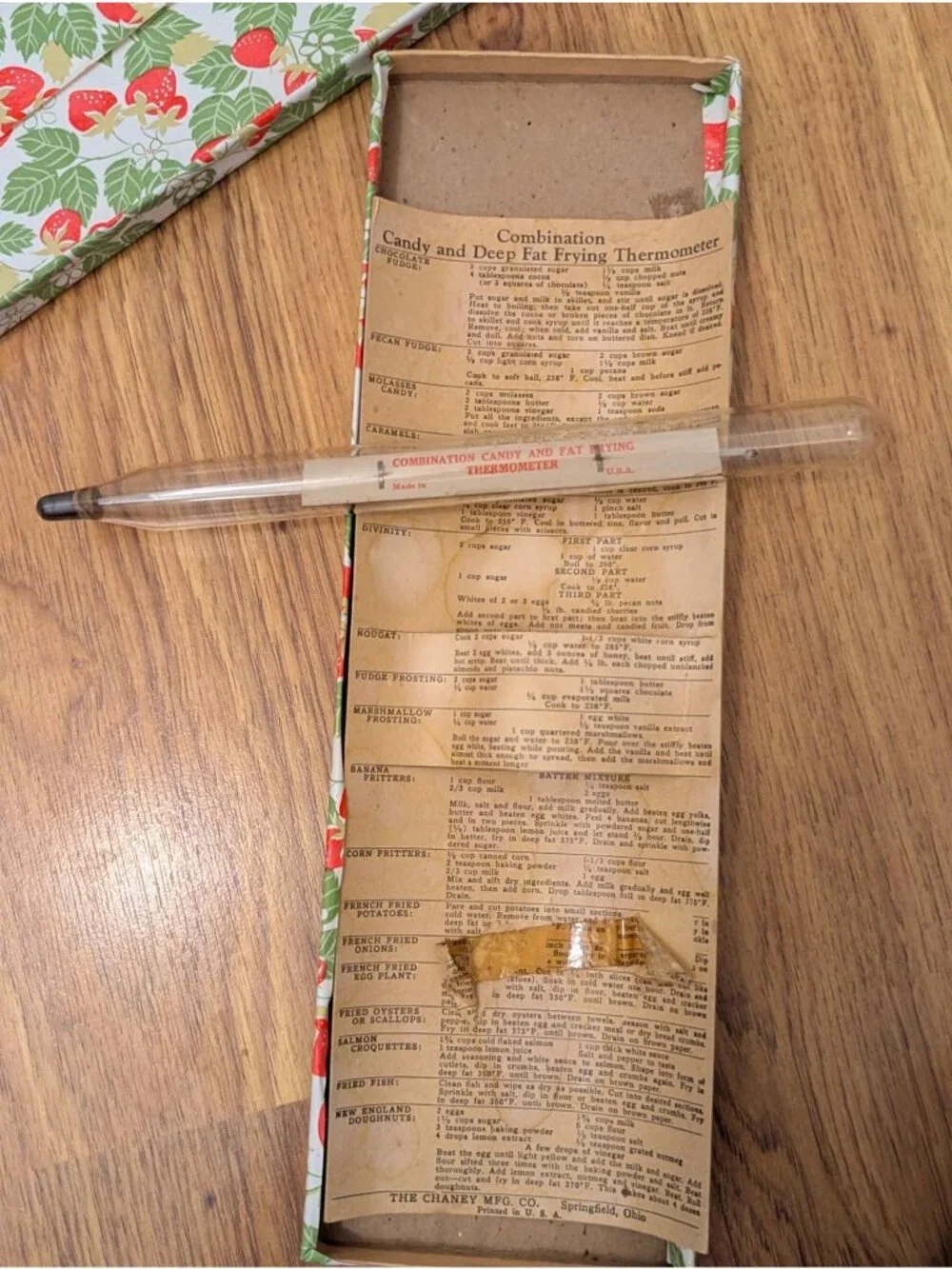 Vintage Combination Candy & Deep Fat Frying Thermometer With Strawberry Pattern